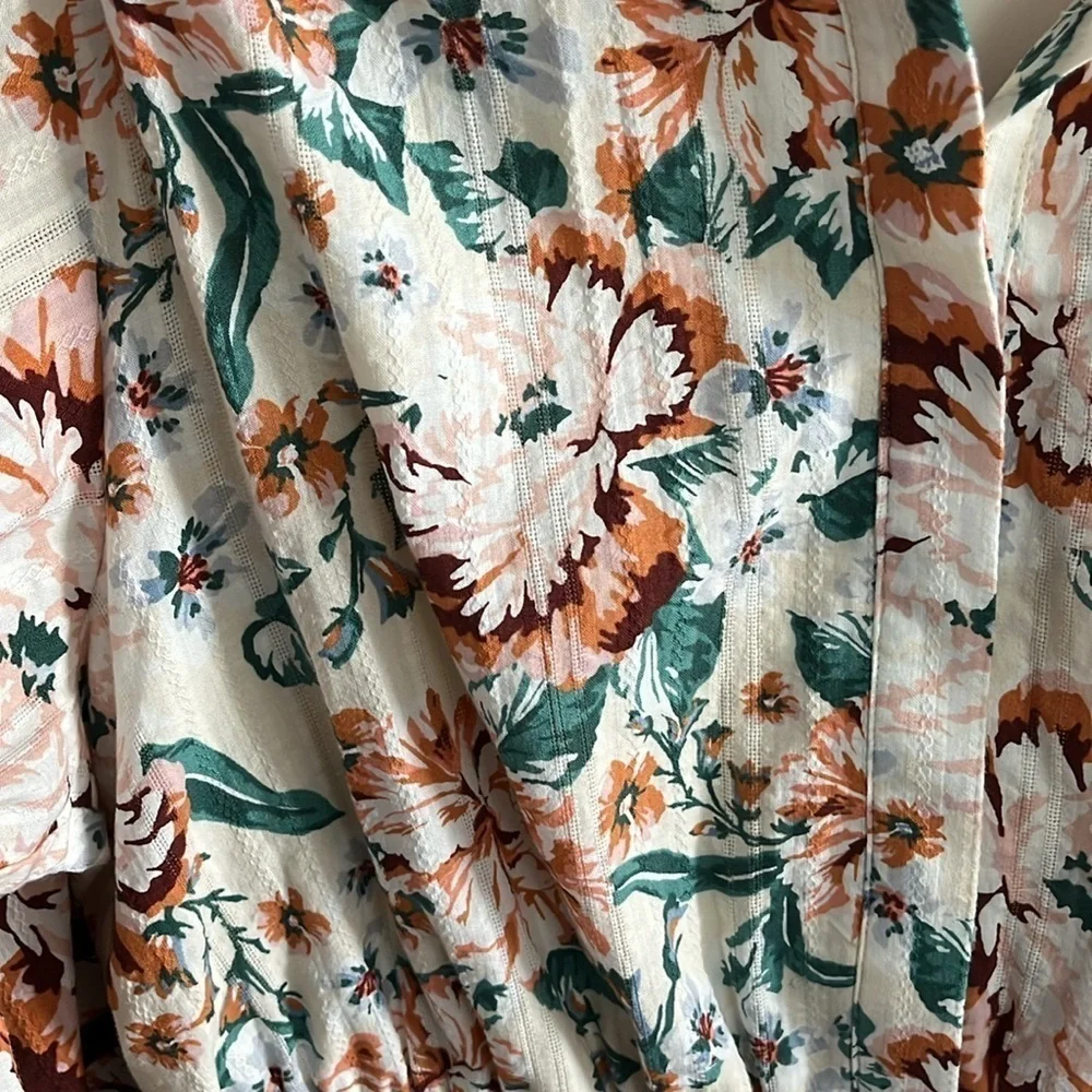Lauren Conrad floral boho peasant ruffle hem mini dress size medium